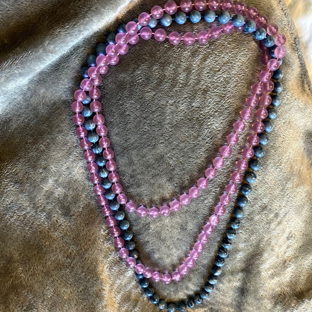 Vintage Blue and Lavender Layered Necklace Set